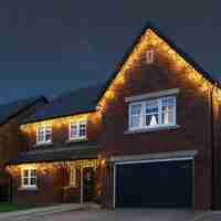 Instalatie Craciun, 55 m, Led-uri ,Franjuri, Alb cald, Flash, Alimentator, Interconectabila, Fir Alb Cauciucat, 220v, Vafy