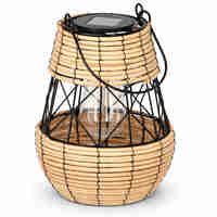 Felinar solar metalic decorativ pentru gradina, 23 cm, bej