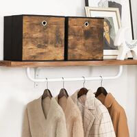 SONGMICS Set 6 cutii de depozitare, pliabile cu maner, material textil si oxford, 30x30x30 cm, maro rustic