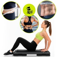 Stepper aerobic fitness profesional, reglabil 3 niveluri, PP, maxim 350 kg, 108x29x20 cm, negru gri