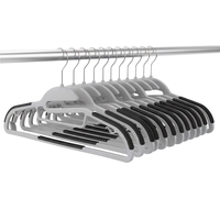 Set de 20 de umerase antiderapante pentru haine, din PE, cu carlig metalic rotativ, 41 cm, gri si negru