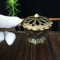Suport de Tamaiat, Flippy, din Aliaj de Zinc, Model Lotus, Ignifug, 9.7 x 4.8 x 4.7 cm, Bronz