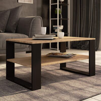Masuta cafea ALEX cu raft inferior, PAL laminat, 92x53x45 cm, stejar sonoma si negru