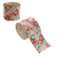 Panglica Decorativa pentru Craciun, Flippy, Ornament pentru Brad de Craciun, Pretreceri, Panglica cu Design Acadele de Craciun, 200 x 6.3 cm, Khaki