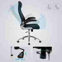 SONGMICS Scaun de birou ergonomic cu tetiera si brate rabatabile, spatar mesh, maxim 120 kg, 68x116-126 cm, negru