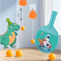 Set 2 Palete de Tenis de Masa, Flippy, pentru Copii, Design Animat, Tematica Astronauti, Accesoriu de Agatat Inclus si 4 Mingi, Albastru