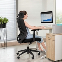 SONGMICS Scaun de birou ergonomic cu tetiera si suport lombar, reglabil, mecanism balans, maxim 120 kg, 70x70x133 cm, negru