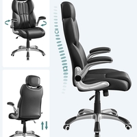 SONGMICS Scaun de birou ergonomic cu brate rabatabile, reglabil pe inaltime, suport cap ajustabil, 70x70x137 cm, negru