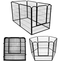 Tarc pentru animale de companie, din fier, forma configurabila, cu usa de acces, 4XL, 184x100x93cm, negru