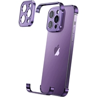 Husa Metalica Edgeless Compatibila cu iPhone 16, Vafy, Protectie pentru Colturi si Camera, Aliaj Aluminiu, Antisoc, Antizgariere, Mov
