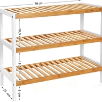 SONGMICS Raft de depozitare din bambus, cu 3 niveluri, 26x70x55cm, alb si maro