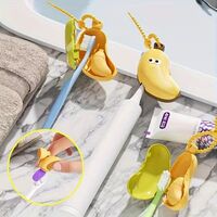 Capac Protector pentru Periuta de Dinti, Vafy, cu Recipient Pasta de Dinti, Portabil, cu Agatatoare, din Plastic 8.7 x 3 cm, Galben/Maro