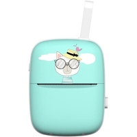 Mini Imprimanta Foto Portabila, Flippy, Incarcare USB, Bluetooth, Model Pisica, Print Alb-Negru, Albastru