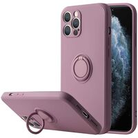 Husa protectie Vafy compatibila cu Samsung Galaxy A52 Liquid Silicone Ring cu suport rotativ Mov
