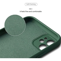 Husa protectie Vafy compatibila cu Apple iPhone 12 Liquid Silicone Ring cu suport rotativ Verde