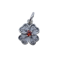 Pandantiv din Argint 925 Trifoi Filigran cu Piatra,0.98 g