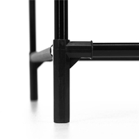 Raft pantofi inalt cu 10 polite, structura metalica si rafturi textile, 45x28x178 cm, negru