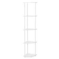 Raft de colt cu 5 polite, MDF, cadru metalic, 148x30x30 cm, alb