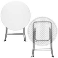 Masa pliabila rotunda pentru gradina sau catering 75x80 cm, HDPE si metal, alb
