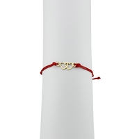 Bratara Martisor pentru Dama, Jolie, Model Inima, Set 12 bucati, Pandativ din Inox Auriu, Snur Ajustabil Impletit, Rosu