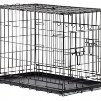 Cusca metalica pentru caine XL, pliabila, cu tava detasabila si maner, 91x57x63 cm, negru