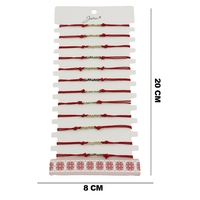 Bratara Martisor pentru Dama, Jolie, Model Mama, Set 12 bucati, Pandativ din Inox Auriu, Snur Ajustabil Impletit, Rosu