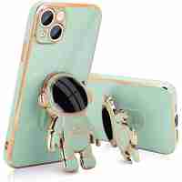 Husa de Protectie TPU 2in1, Vafy, pentru Apple iPhone 14 Plus, Astronaut cu Suport, Antisoc, Rezistenta la Impact, Protectie Camera, Verde