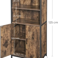 VASAGLE Comoda cu rafturi tip bufet, utilizare multifunctionala, stil industrial, 35x60x125cm, maro rustic
