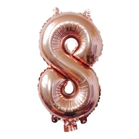 Balon din Folie Flippy, Cifra 8, 81 cm, Pentru Aer sau Heliu, Bulk, Roz Auriu