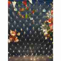 Instalatie Craciun, Tip Plasa, 3 mx 1.5 m, 240 LED-uri, Alb cald, 8 jocuri de lumini, Transformator cu telecomanda, Interconectabila, Prelungitor 5 m inclus, Fir transparent, Vafy