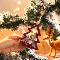 Ornament de Brad, Flippy, cu Lumini LED, din Lemn, Figurina Elf, Model Brad, Multicolor