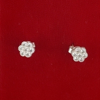 Cercei din Argint 925, Jolie Silver, pentru Dama, Model Floare Cu Zirconiu, 1.39 g, Design Floral, Argintiu