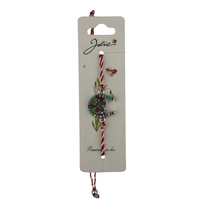 Martisor Bratara cu Snur Alb Rosu Reglabil, Jolie, Model Potcoava Multicolora cu Inimioara, Jolie
