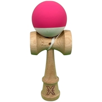 Kendama X Originala, Profesionala, Flippy, din Lemn, 18 cm, Rubber Grip, Roz inchis/Alb