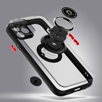 Husa Anti Fall Metal Bracket pentru Apple iPhone 14 Pro Max, Rezistenta la socuri, Margini colorate, Cu inel de prindere magnetic, Vafy, Negru