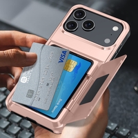 Husa de Protectie compatibila Apple iPhone 17 Pro, Vafy, Compartiment pentru Carduri, Anti-alunecare, Protectie PC, Rezistenta la Zgirieturi, Rose Gold