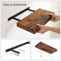 VASAGLE Raft de perete suspendat plutitor, MDF, sistem montare inclus, 40x20x4cm, vintage maro