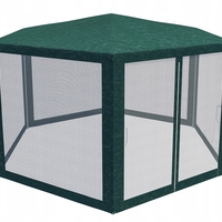 Pavilion cu plasa anti-insecte, fermoar, hexagonal, 200cm, Verde