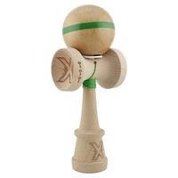 Kendama X Originala, Profesionala, Flippy, Super Sticky, Cupe Mari KING SIZE V3, Gaura in Baza, Rulment Metalic, din lemn 18 cm, Ata 62/65 cm, Original Verde