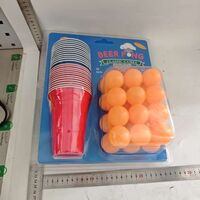Joc de Baut BEER PONG, Flippy, Set din 24 Mingi de Tenis si 24 Pahare Reutilizabile, Joc Interactiv pentu Adulti, Albastru Portocaliu