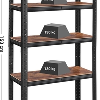 SONGMICS Raft cadru metalic modular pentru depozitare, 5 polite, 150x75x30cm, sarcina 650 kg, maro rustic