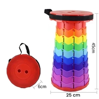 Scaun Telescopic Pliabil pentru Camping si Pescuit, Vafy, Portabil, Universal, Sustine 150 kg, ABS, Diametru 25 cm, Extensibil, Inaltime 45 cm, Multicolor
