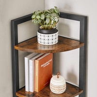VASAGLE Biblioteca de colt cu 5 etaje, cadru metalic, 150x30x30cm, stil industrial maro rustic si negru