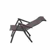 Scaun 2in1 de Gradina, Vafy, Sezlong, Suport Picioare, Pliabil, Cadru Metalic, Impermeabil, 47 x 110 x 46 cm, Negru