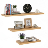 Set 3 rafturi plutitoare decorative de perete, din MDF cu suport metalic, 30, 45 si 60 cm, maro