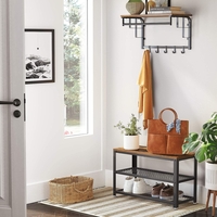 VASAGLE Raft pentru pantofi cu 2 polite, 73x30x45cm, otel, stil industrial, maro rustic si negru