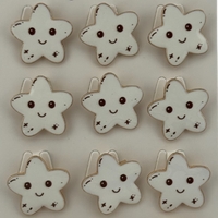 Set 12 Brose Martisor pentru Copii, Jolie, Model Stea care Zambeste, Alb