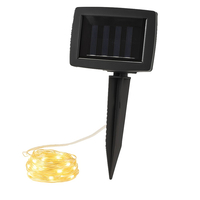 Instalatie luminoasa solara exterior 100 LED alb cald, cablu 12 m, 8 moduri iluminare, IP44, negru