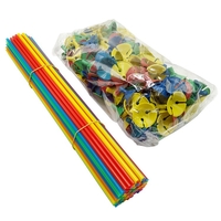 Set 100 Bete cu Rozete pentru Baloane, Flippy, Suporturi de plastic, Usor de instalat, Reutilizabil, Pentru aniversare, Nunta, Ziua de Nastere, Decorar, 40 cm, Multicolore