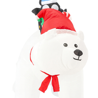 Urs polar gonflabil de exterior, iluminare LED, cu doi pinguini, compresor integrat, 200x120x80 cm, alb